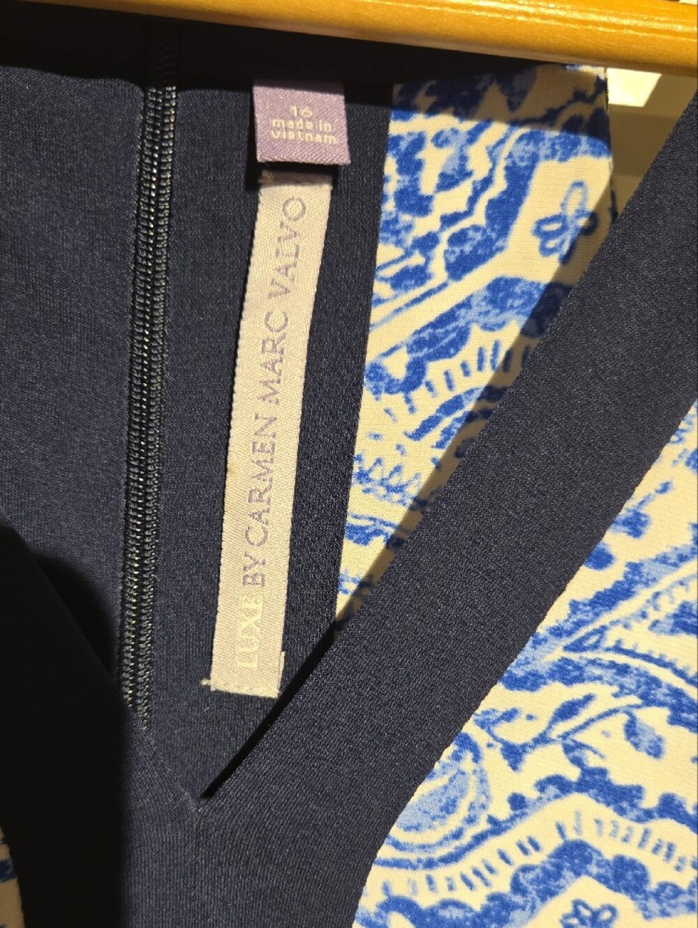 Luxe Blue & White Paisley Asymmetrical Maxi Dress - Picture 2 of 5
